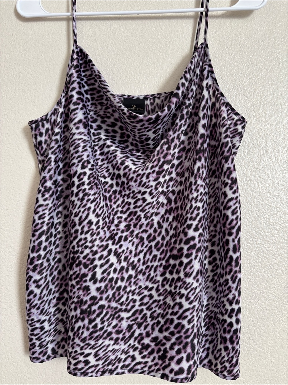 Worthington Flirty Leopard Print Blouse with Adjustable Spaghetti Straps Size Me